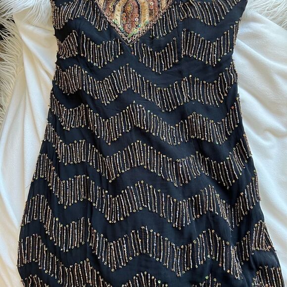 Free People beaded black tube dress - Picture 1 of 5